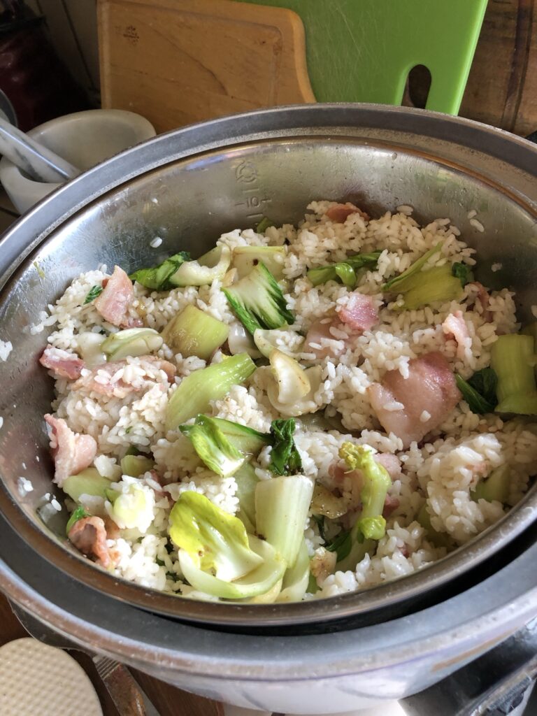 Rice with Bacon and Pak Choi — 上海菜飯