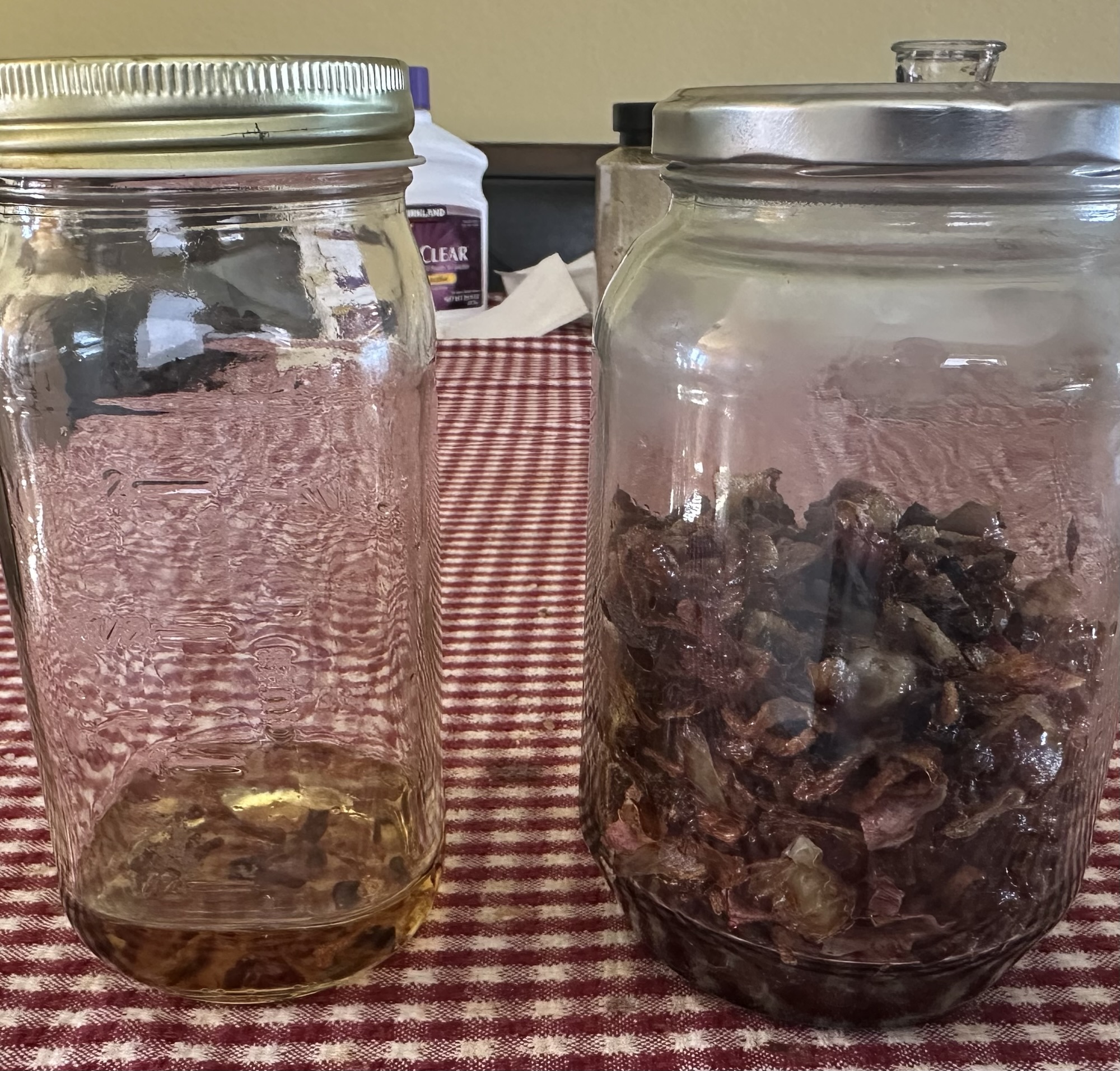 Jars of finished crispy fried shallots and shallot oil